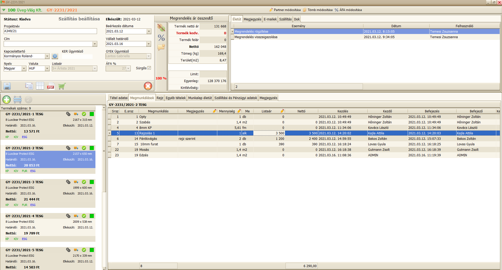 Szállítás beállítás